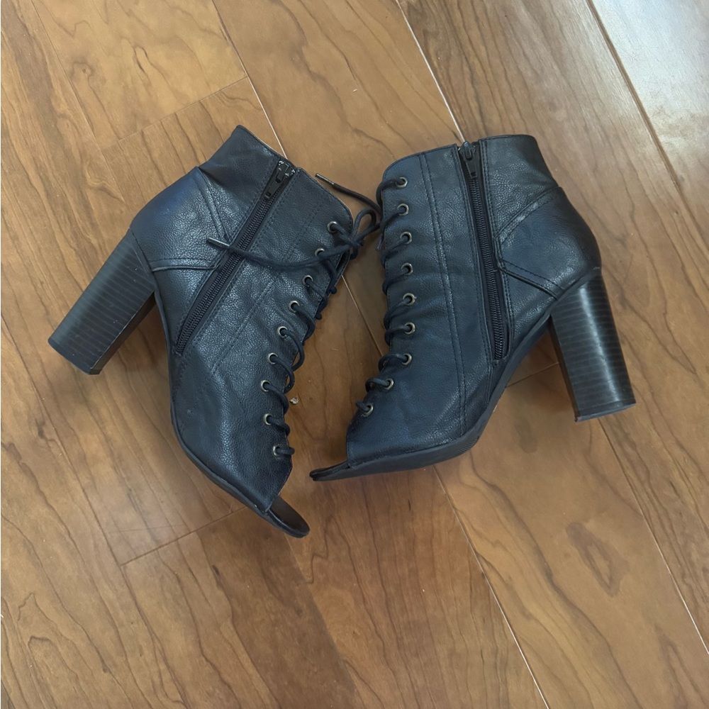 Black Lace-Up Ankle Boots